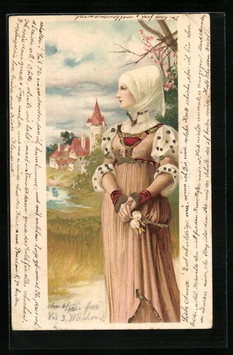 Litografia cameriera medievale - litografia,